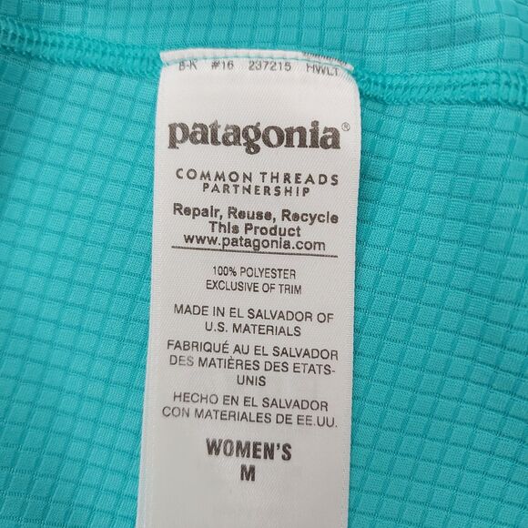 Patagonia Capilene Baselayer Womens Medium Green Midweight Thumbhole 1/2 Zip - Picture 12 of 12